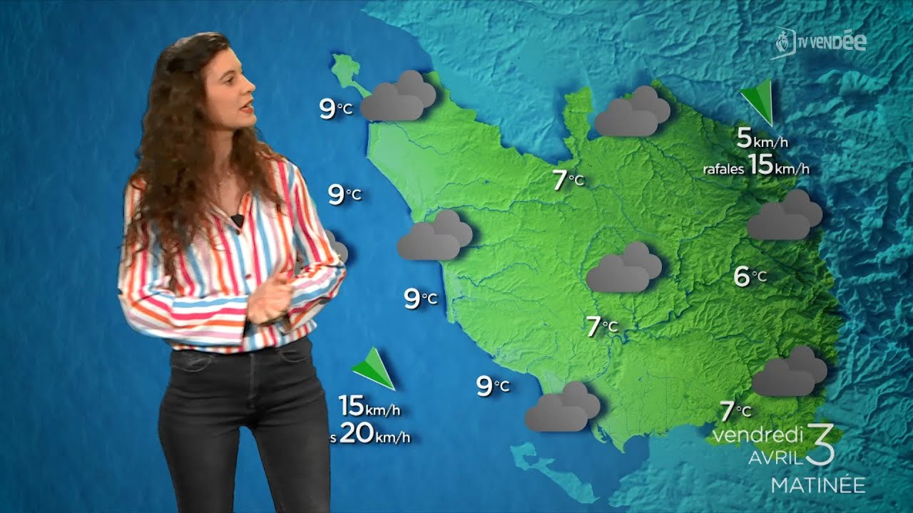 La météo de la Vendée du vendredi 3 avril 2026 : ciel très nuageux et petites pluies